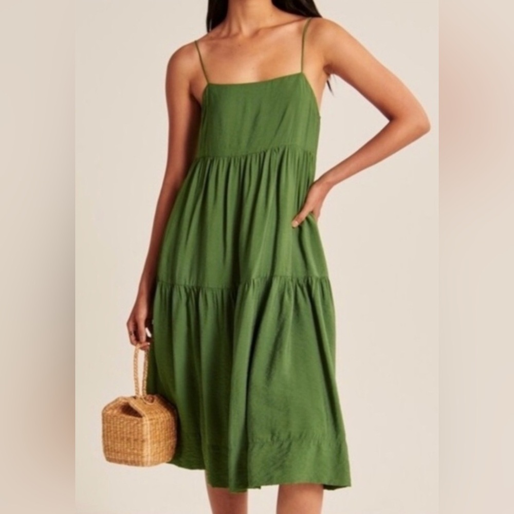 A&F Strap Tiered Midi Dress with Lining and Pockets Size XLT